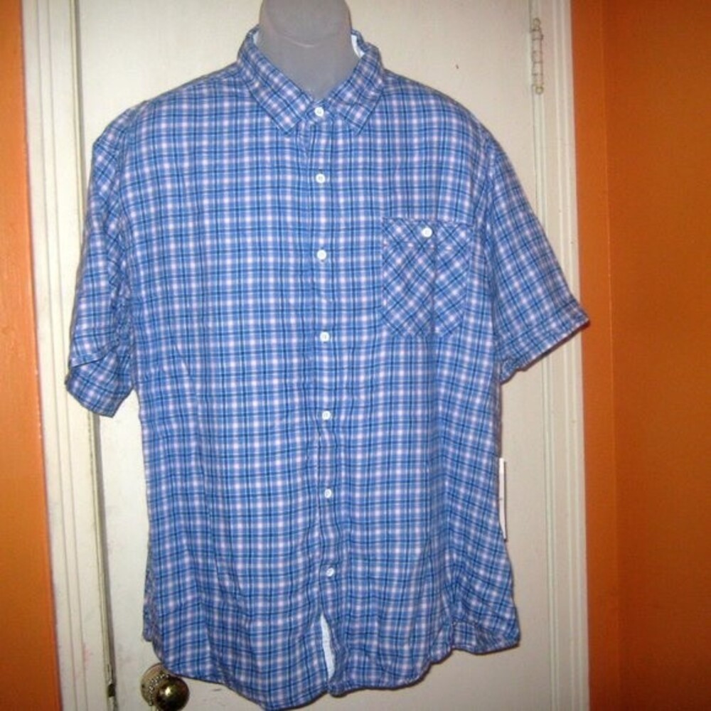 Paper Cloth & Denim Blue XXL Plaid Shirt NWT
